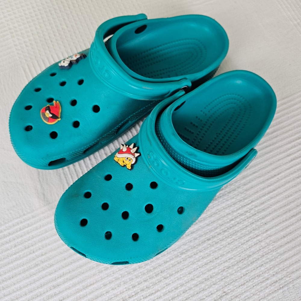 Crocs Classic‎ Clog W10 M8 Teal Blue Rubber Slip On Shoes
